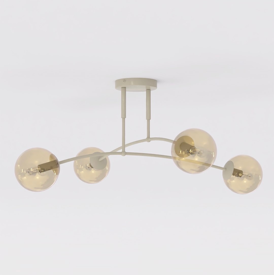 Stropná lampa Pregos 4-plameňová Mokka/medová E14, priemer tienidla 14 cm