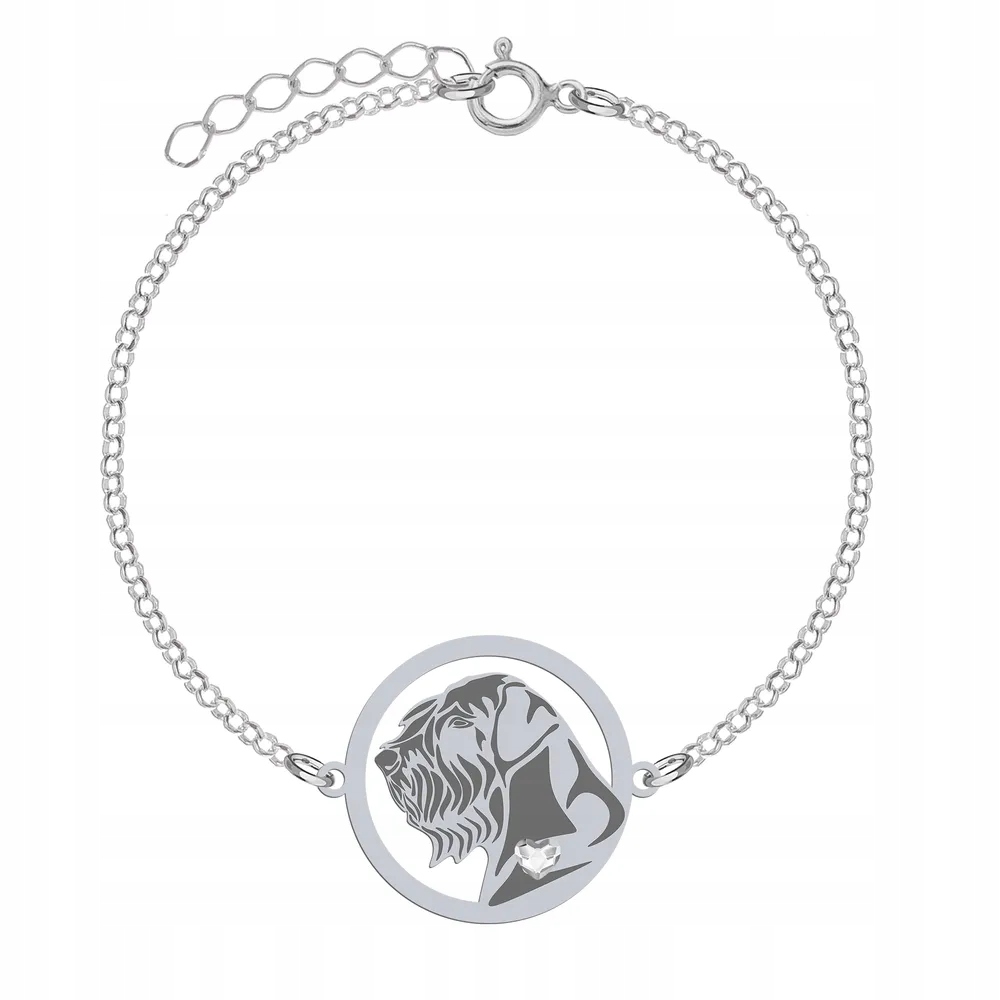 Stříbrný náramek se psem Šnaucer Obr 925 Řetízek Šperky Gravírování