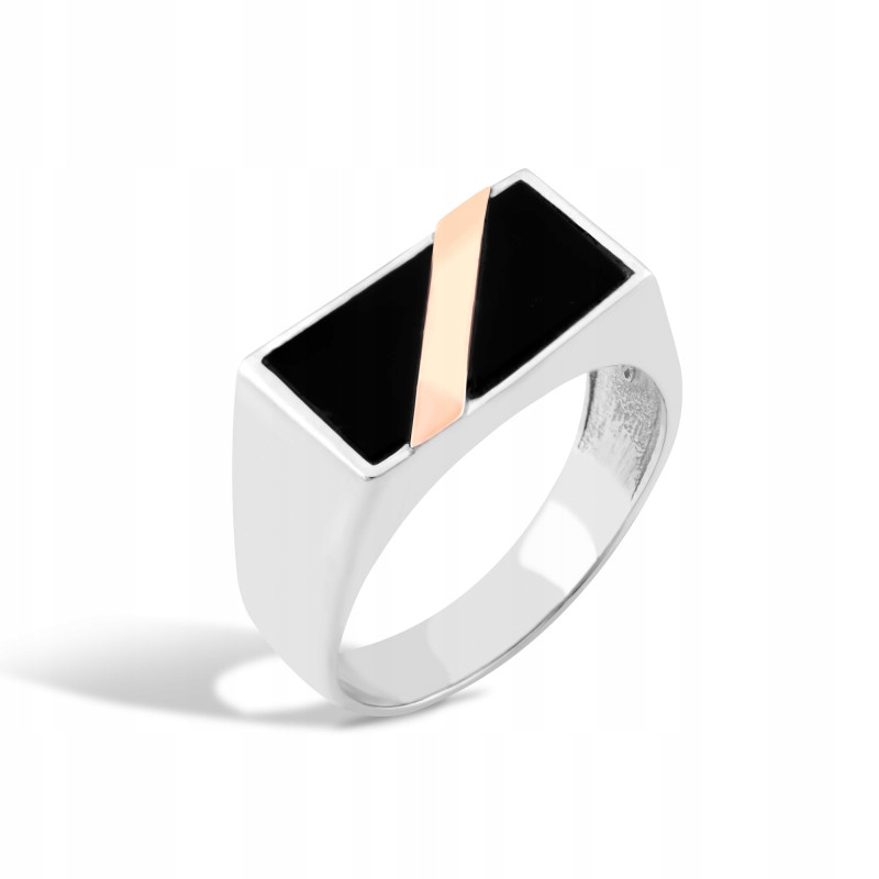 Signet se zlatem a černým kamenem stříbro vel. 24