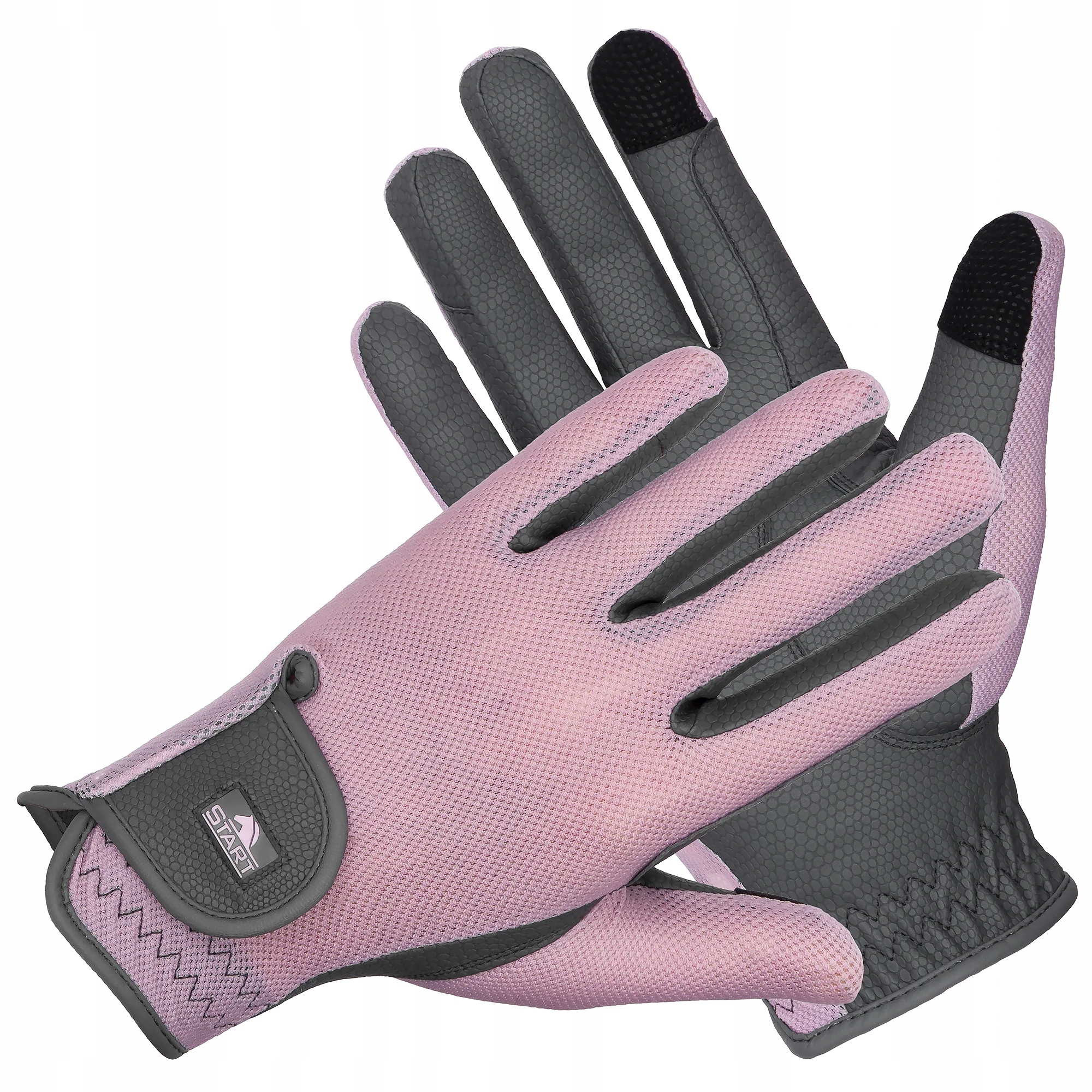 Rękawiczki jeździeckie Start Martynique letnie z siateczki różowe/szare XL