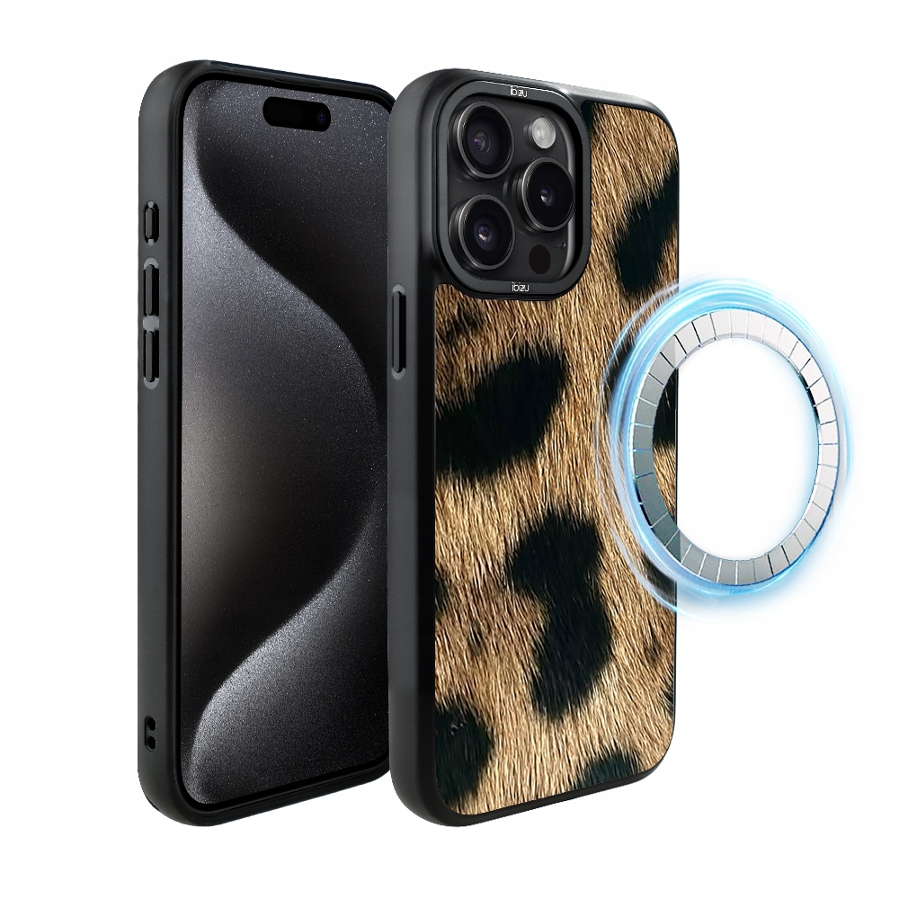 Pouzdro pro iPhone 15 Pro Max Ibizu DropGuard Matt s MagSafe, Leopard