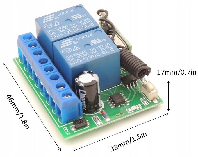Zdalne sterowanie 2 kanały radiolinia pilot Model 12V2k