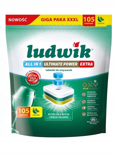 Levně Ludwik Tablety do myčky nádobí All in One Ultimate Power Extra Lemon 105 ks