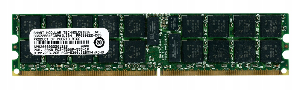 Smart Modular SG572564FG8P0ILIBH 2GB DDR2-667Mhz Reg Ecc CL5