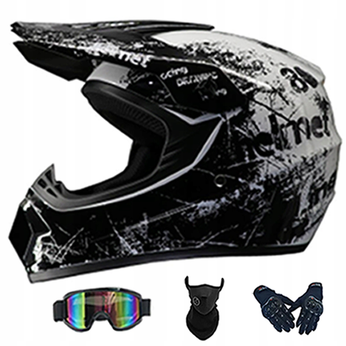 Motocyklová Přilba Lehká Enduro Quada Brýle Rukavice Maska S