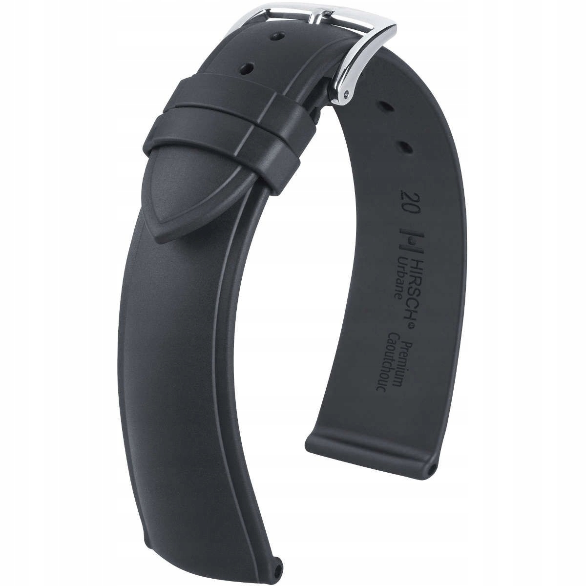 Černý kaučukový pásek 22 mm Hirsch Urbane (L)