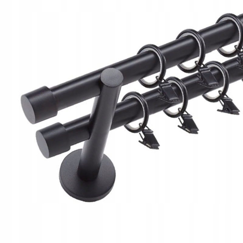 

Karnisz czarny 320 cm 19+19 mm z żabkami