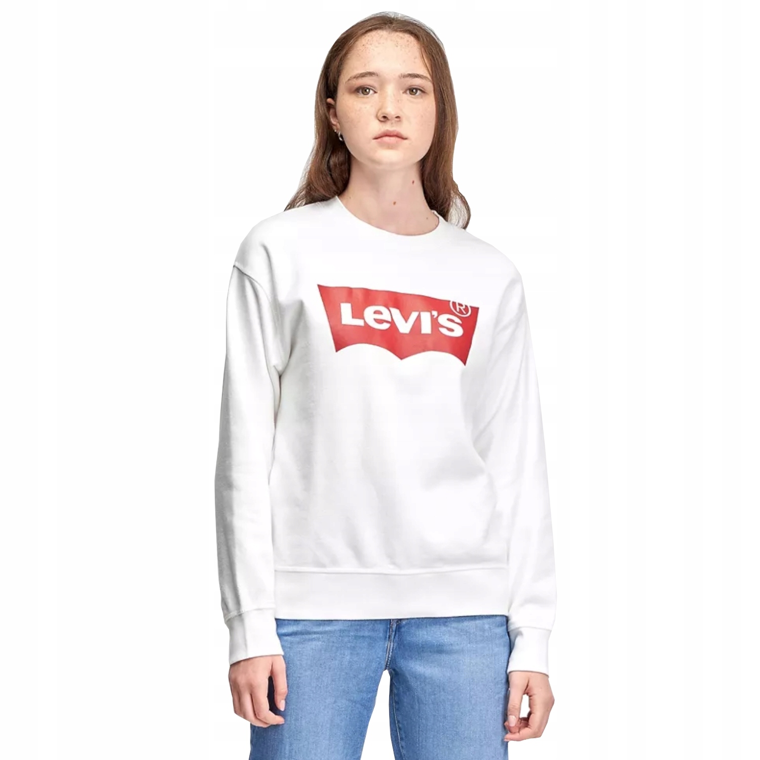 Dámská Bavlna Mikina s kapucí Levi's Graphic Standard Crew Hoodie [M], bílá