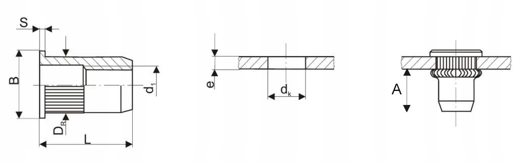 M8 NITONAKRĘTKA NITONAKRĘTKI WALCOWE 50SZT 1-3,5 Długość 18.5 mm
