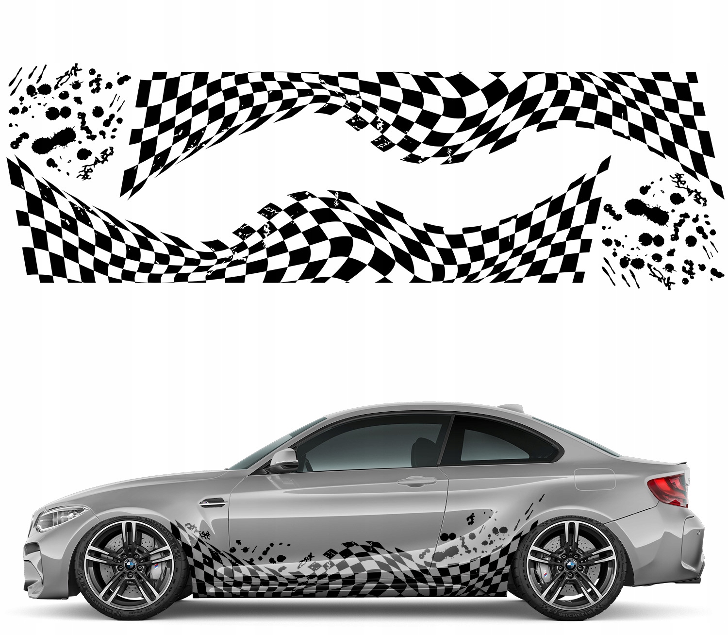 2x Samolepka na auto Motiv Vlajka Kleksy 57x298