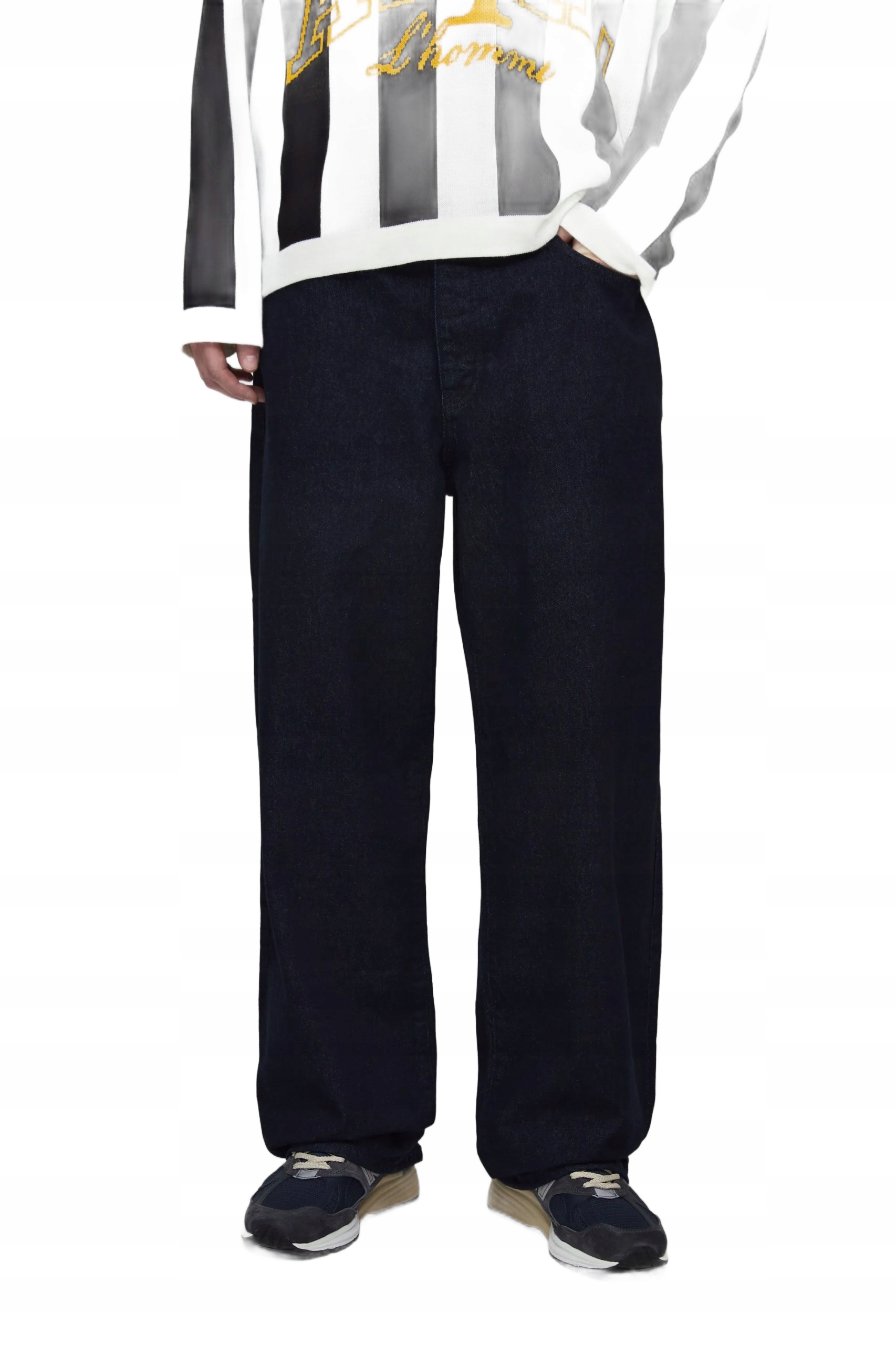 Boohooman Volné Pánské Džíny Tmavě Modré Barvy, Rovné, Velikost 34 Z3A