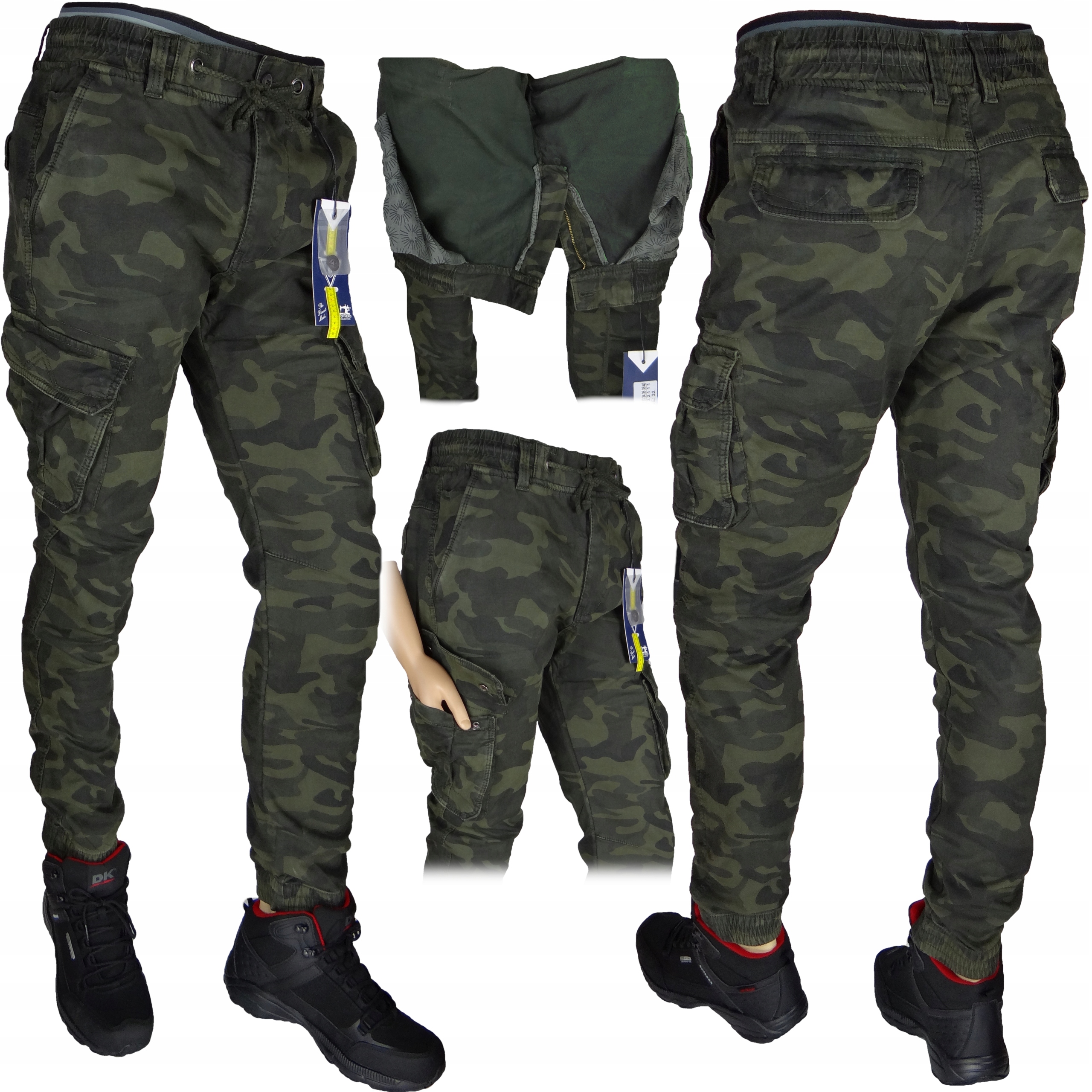 

Spodnie Joggery Ocieplane Zielone Moro Stretch r32