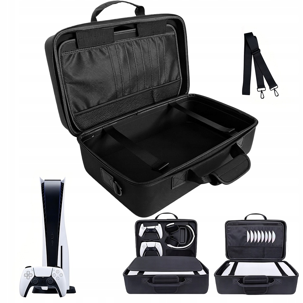 Etui Torba Walizka Do Playstation PS5 Slim Sztywna Czarna Na Konsolę I Pady
