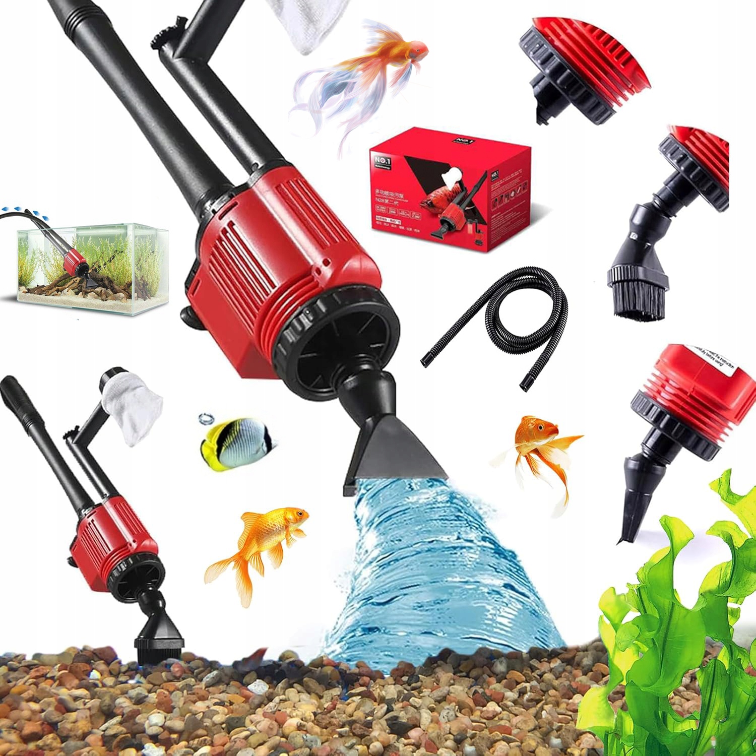 Levně Elektrický Vysavač Do Akvária 6 V 1 Pro Výměnu Vody A Čištění Písku