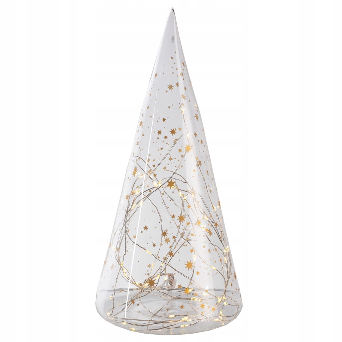 Skleněný vánoční stromek XL led Hvězdičky, zlatý, Raeder