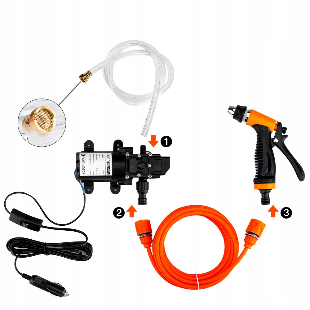 Zestwa Pompa ciśnieniowa 12V 100W 10Bar 5.5L/min