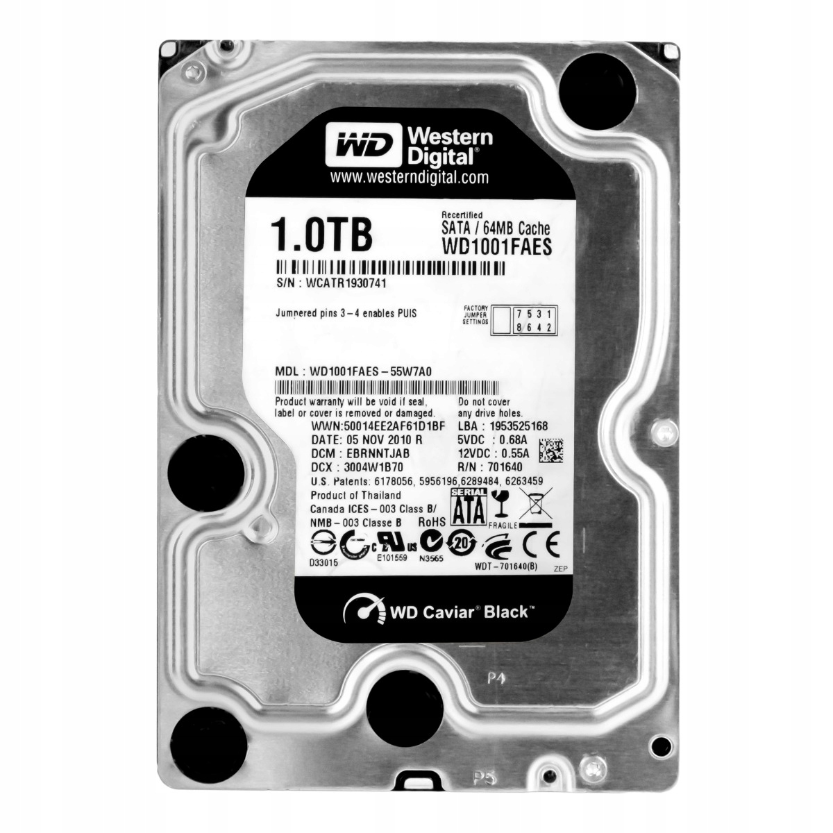 Wd Black 1TB 7.2K 64MB Sata II 3.5'' WD1001FAES