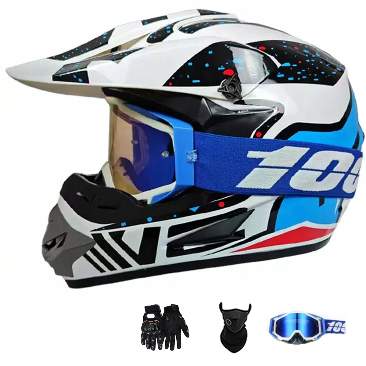 Motocyklová Přilba Lehká Enduro Quada Brýle Rukavice Maska XL