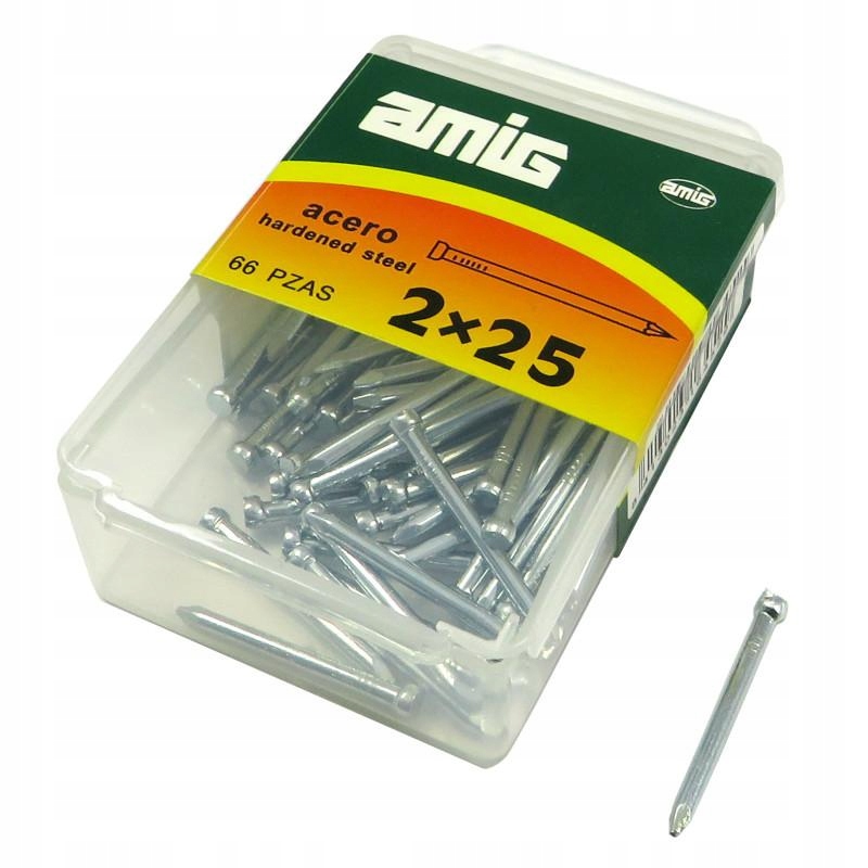 

Gwoździe małe Gwoździki Stalowe 2x25mm 66 sztuk