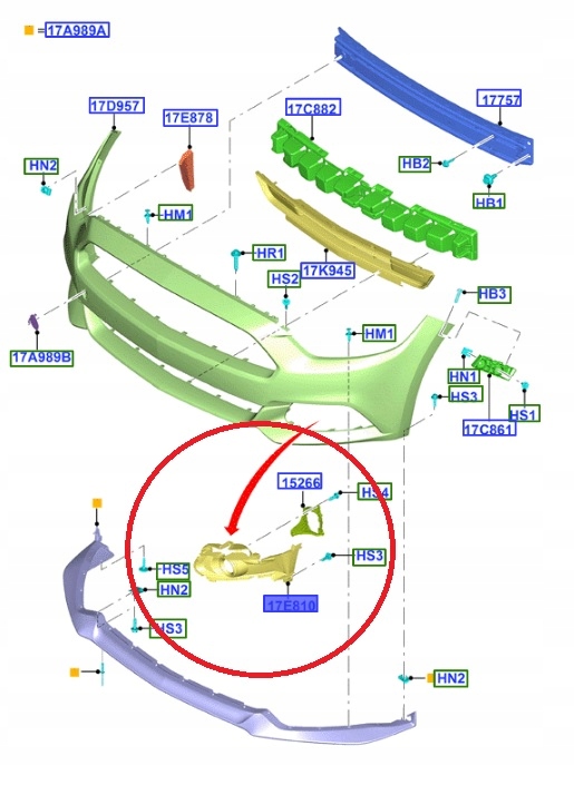 RAMKA KRATKA HALOGENU PRAWA MUSTANG 2015-2017_ 5289206 _ FR3B-17B968-BB5YZ9 Numer katalogowy części 5289206