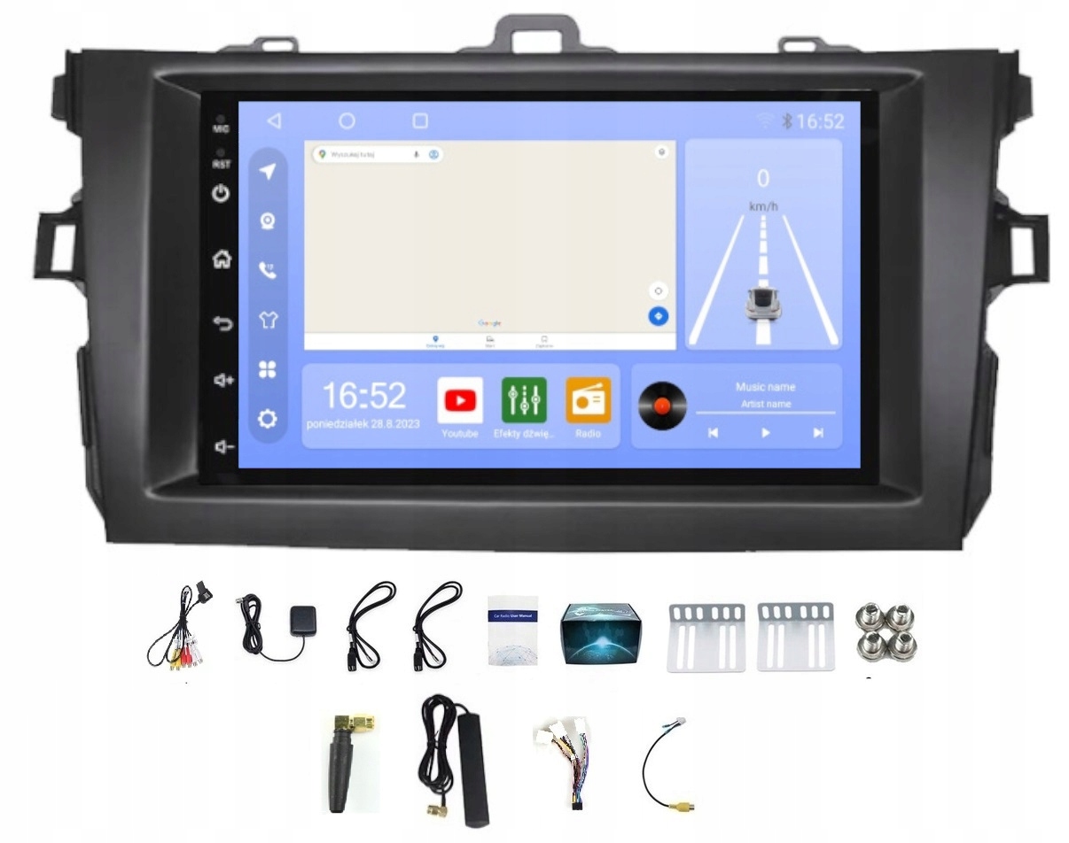 Navigační Rádio Gps Android Bt Toyota Corolla 2006-2013 8/256 Gb Modem Sim