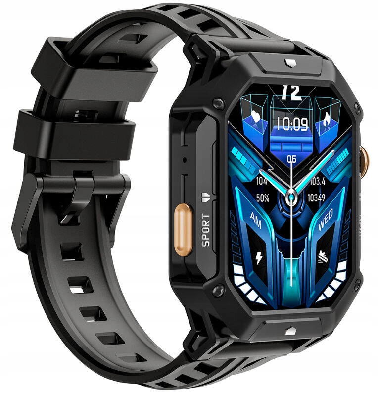 Čierny Smartwatch Rubicon RNCF24 Rozhovory Puls Tepová Batéria 1000 mAh