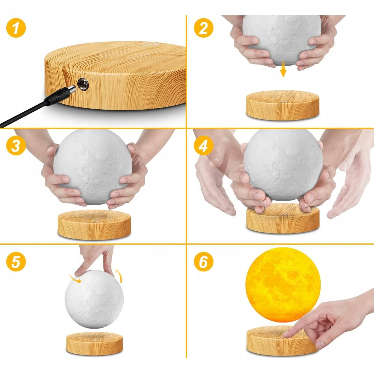 LAMPKI BIURKOWE LAMPA STOŁOWA KSIĘŻYCOWA LEWITUJĄCA MAGNETYCZNIE + PODSTAWA Długość/wysokość 14 cm