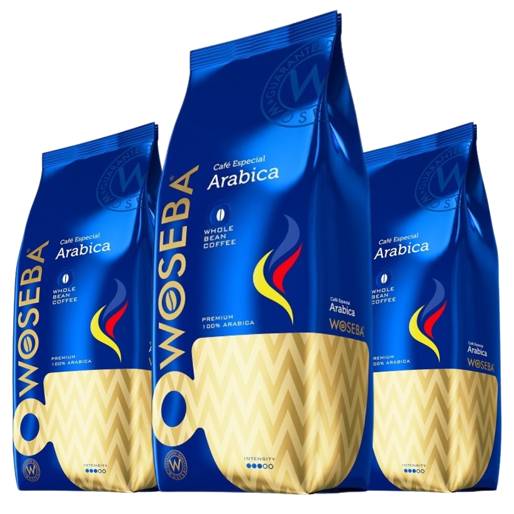 Levně Káva zrnková Woseba Arabica 3kg sada káv 100% arabica málo kyselá