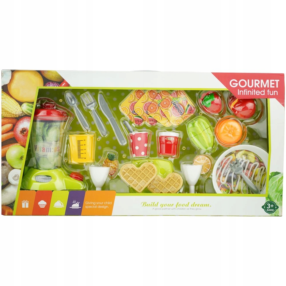 BLENDER MIKSER OWOCE DO KROJENIA LODY GOFRY ZESTAW Wysokość produktu 31 cm