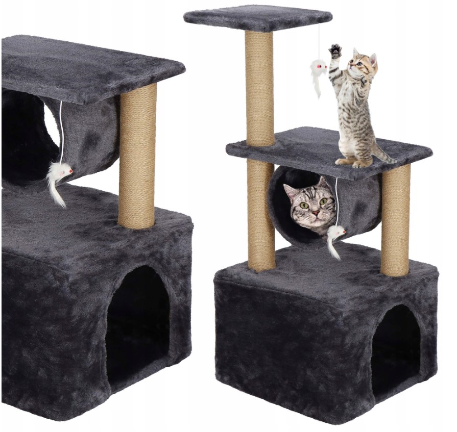 Levně Drapak Pro Kočky Pelíšek Domeček Sloupek Stromek Škrabadlo 5 Úrovní 93X31X31CM