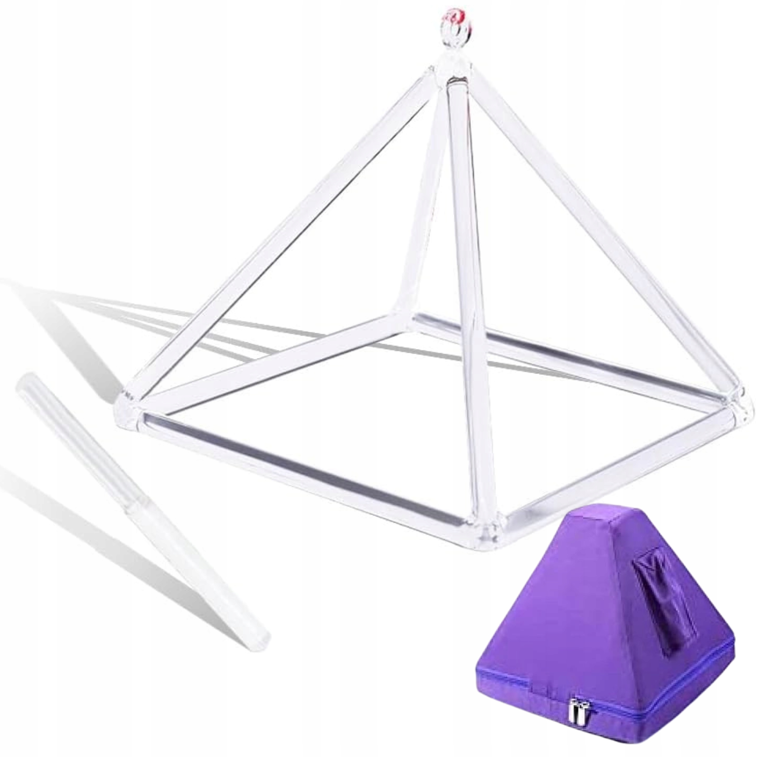 Zpívající pyramida z křemenného křišťálu 8 palců Svatá geometrie Sada Pouzdro