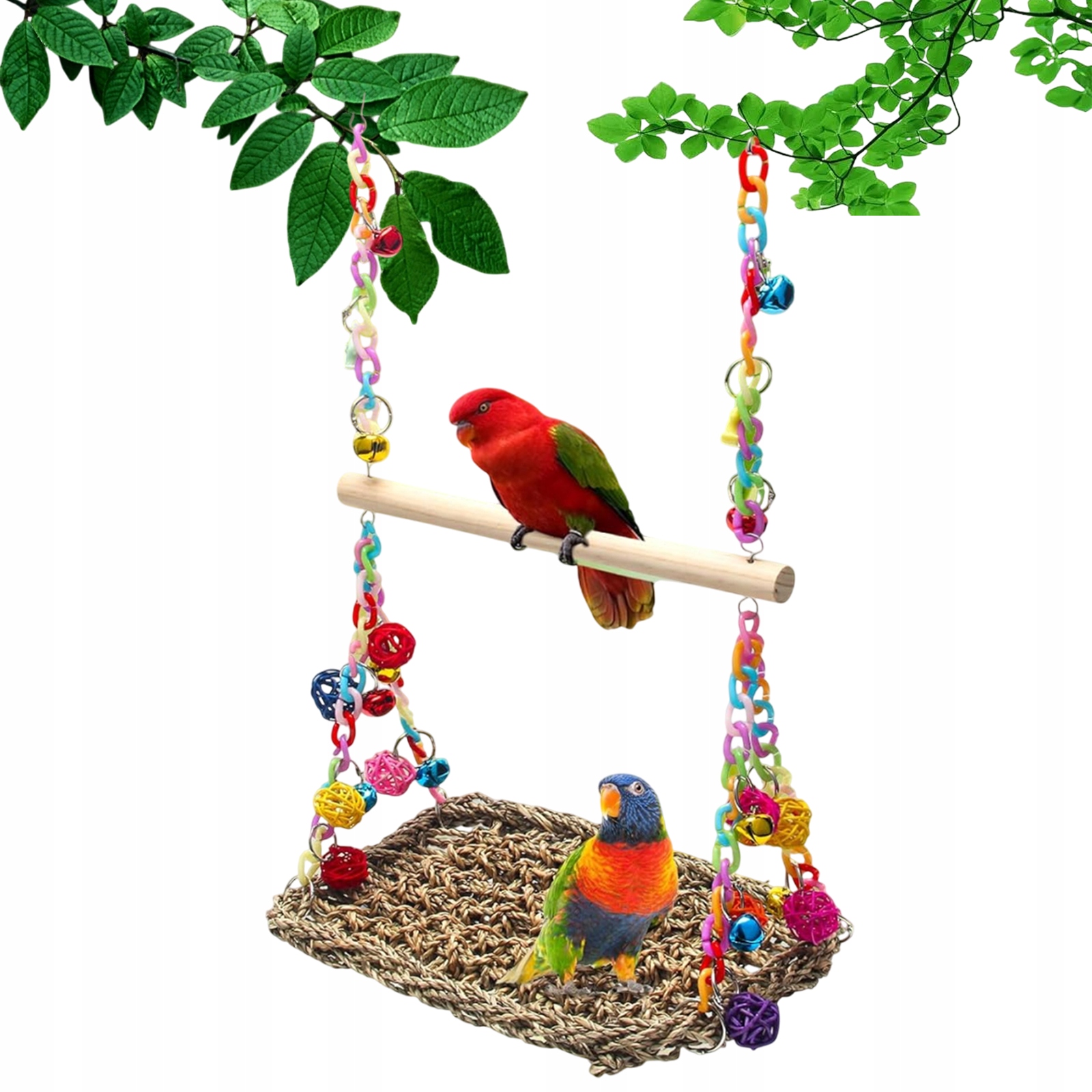 Levně Houpačka Pro Papouška Budgie Nymfa Dřevěná Seagrass Malé Střední Ptáky