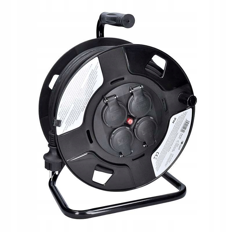 Solight predlž. prívod na bubne, 4 zásuvky, 50m gumový, 3x 1,5mm2, IP44