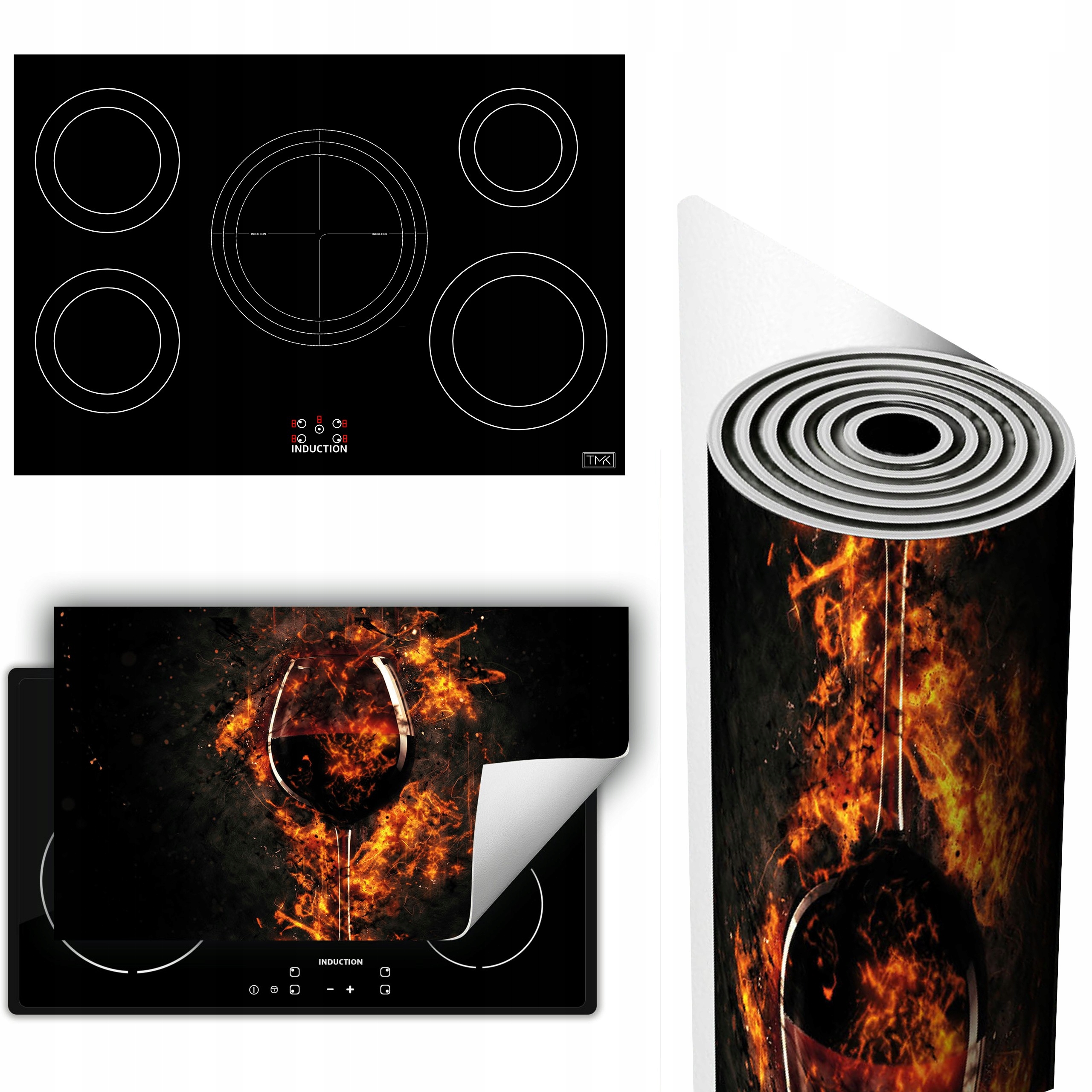 Vinylová Podložka Na Ochranu Stolního Sporáku 90x52 Víno oheň