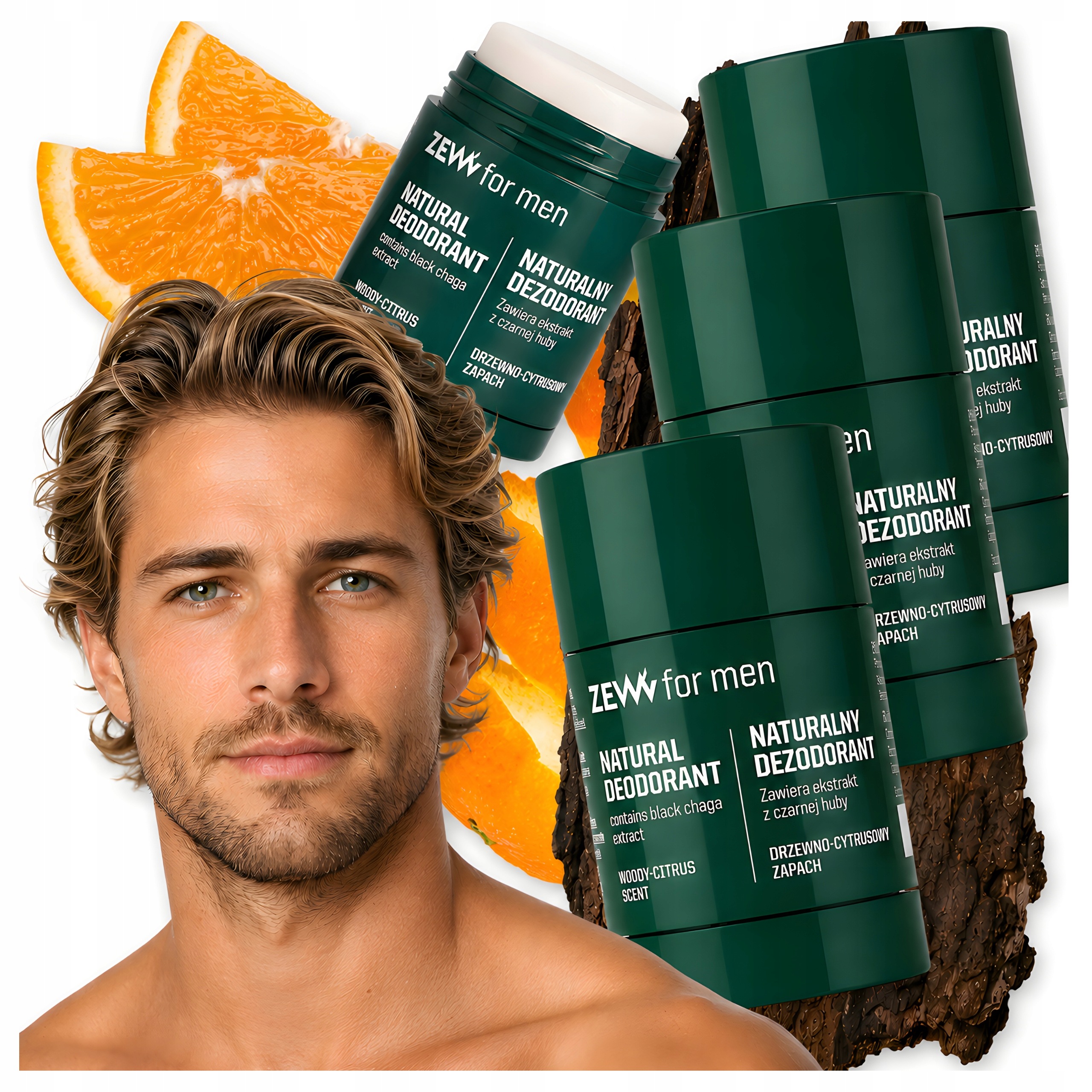 3x Přírodní deodorant pro muže Zew Dřevitě-citrusová vůně 30 g