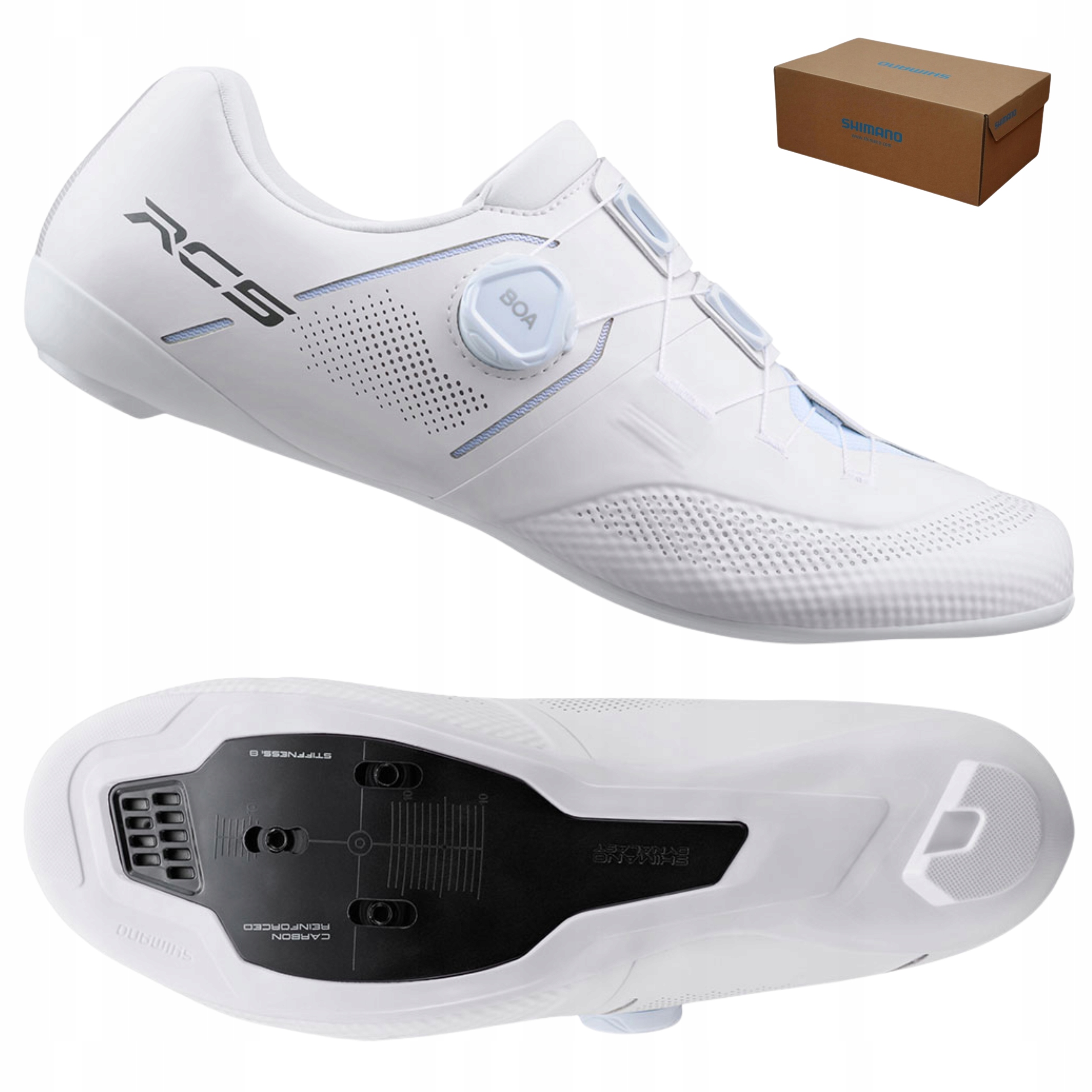 Buty rowerowe Spd szosowe Białe Shimano SH-RC503 RC5 r. 43 Boa Sztywne Box