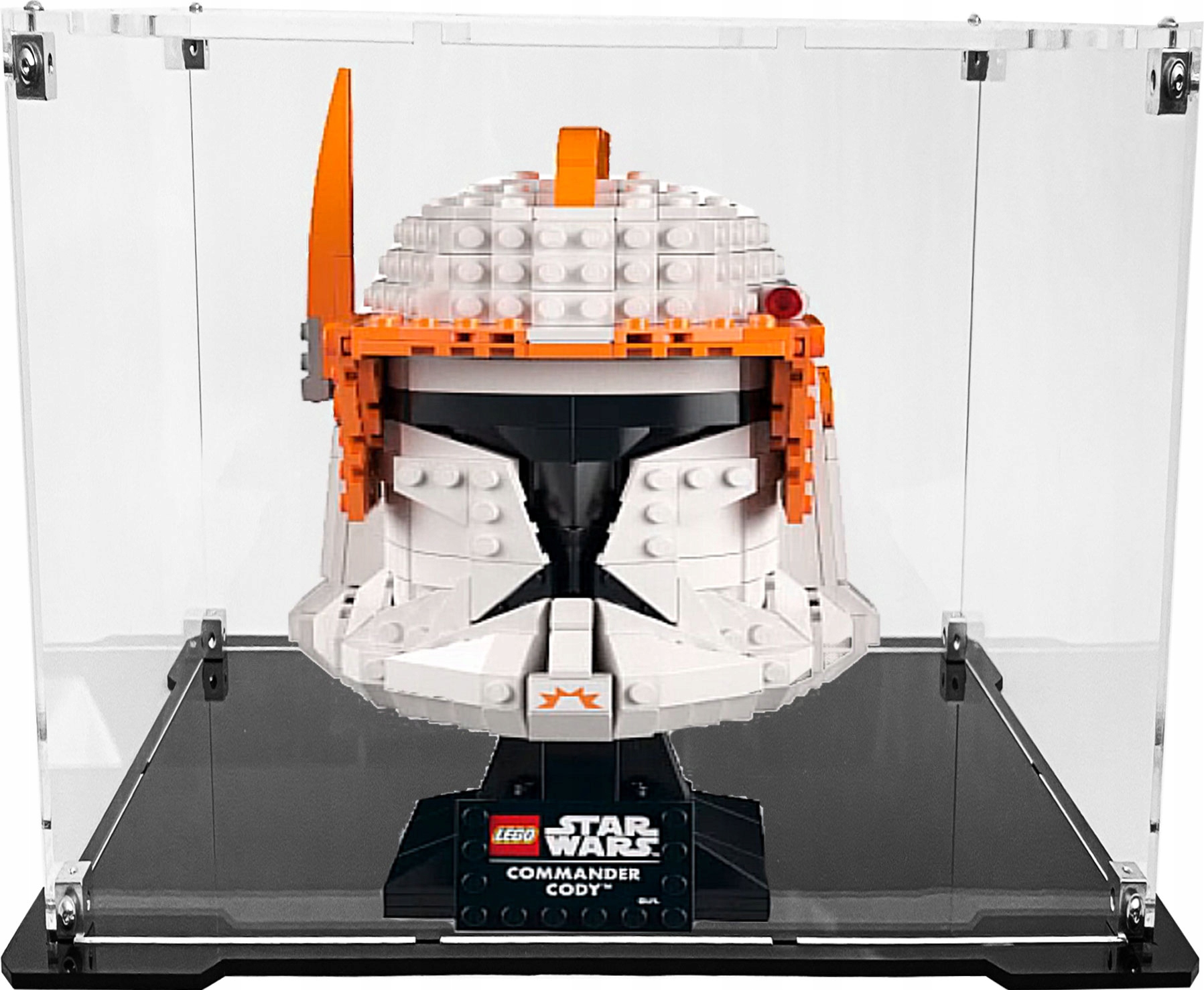 Vitrína s černou základnou pro stavebnici Lego 75350 Helma velitele Codyho