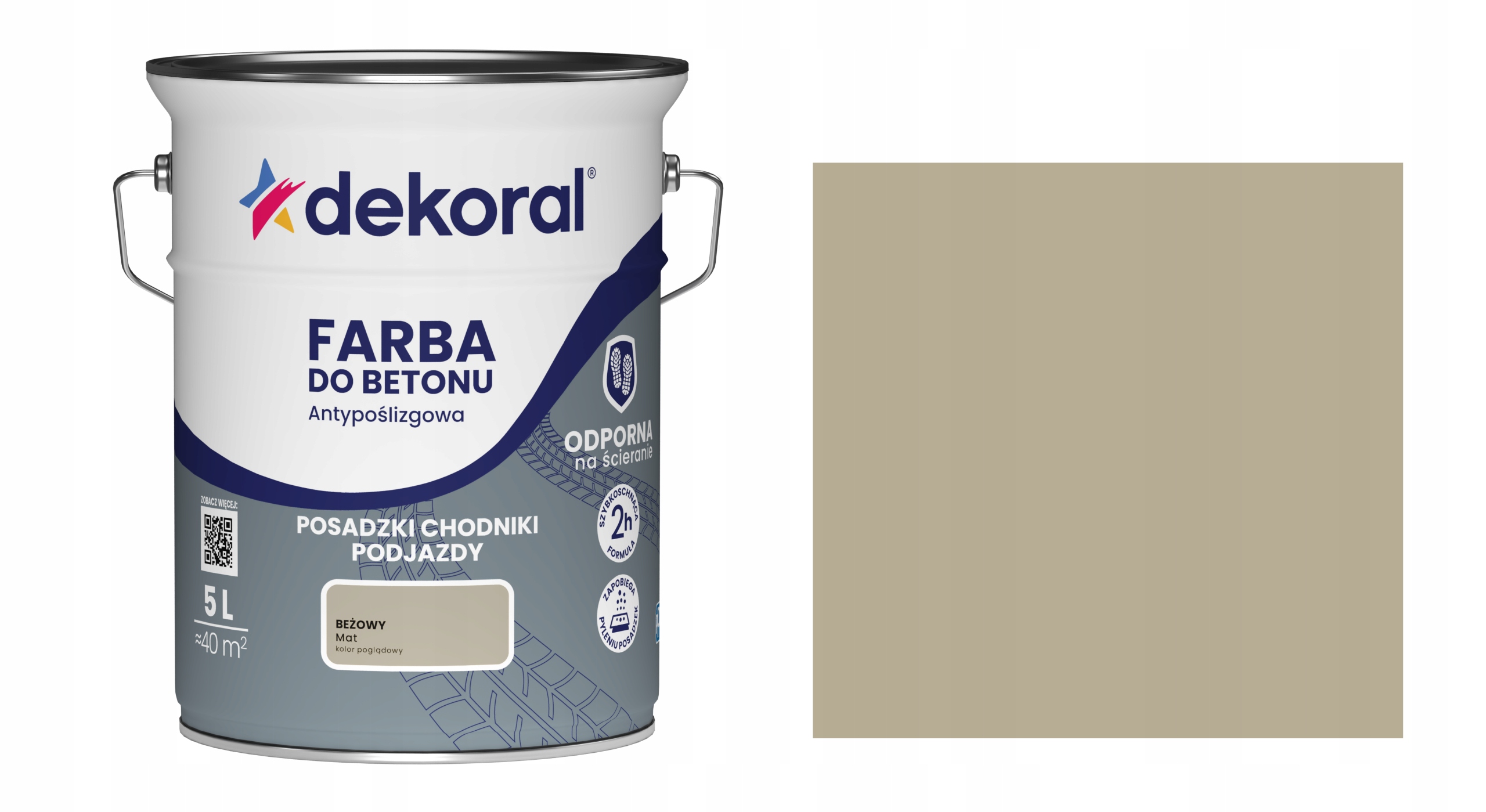 Dekoral Akrylit B Antypoślizgowa Farba Do Betonu 5L Beżowy Mat