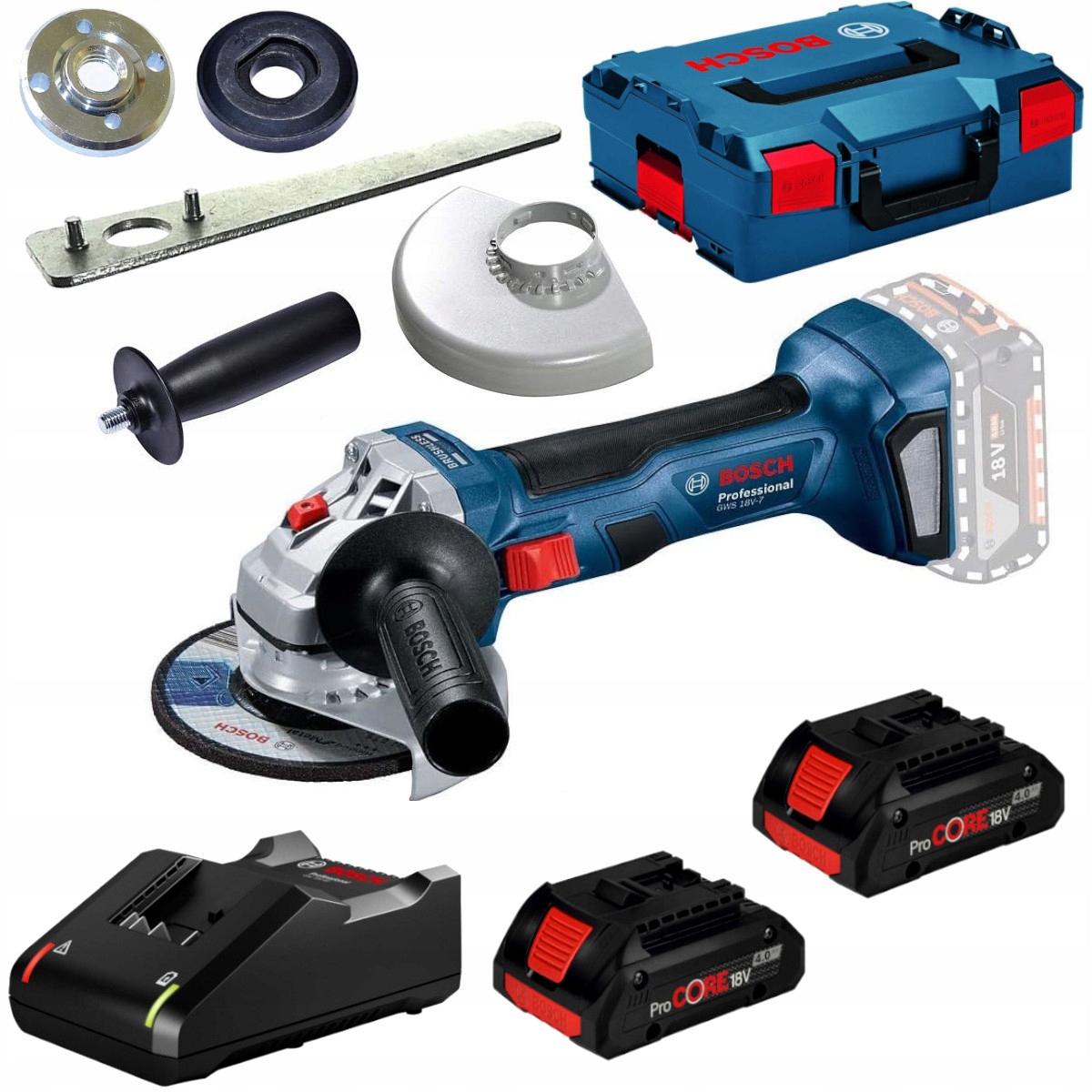 Bosch Gws 18V-7 szlifierka kątowa 125mm L-Boxx 2x aku. Gba 4,0 Ah ProCORE