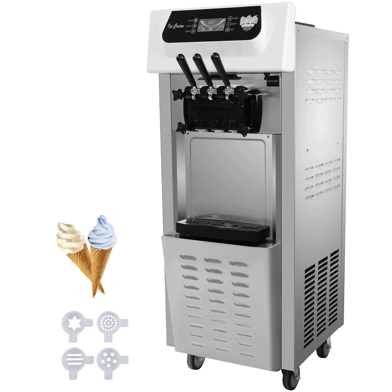 Komerční výrobník točené zmrzliny na 3 příchutě 20-28L/h 2200W vertikální