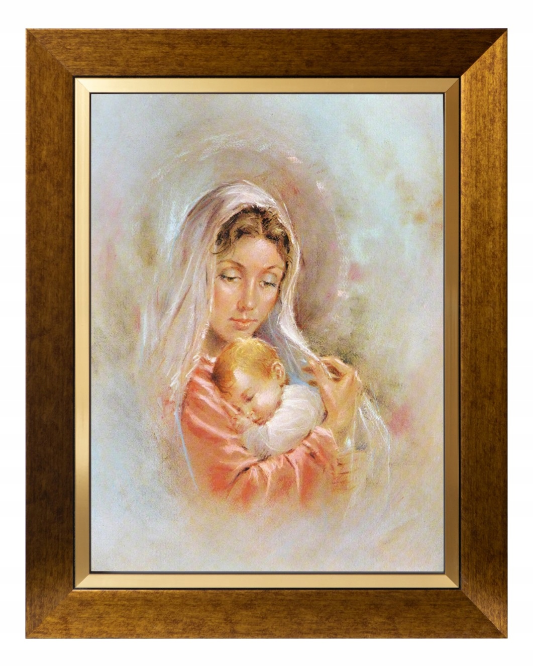 Matka Boží Sakrální Obraz Zlaté Plátno, Ozdobný Rám 30X40