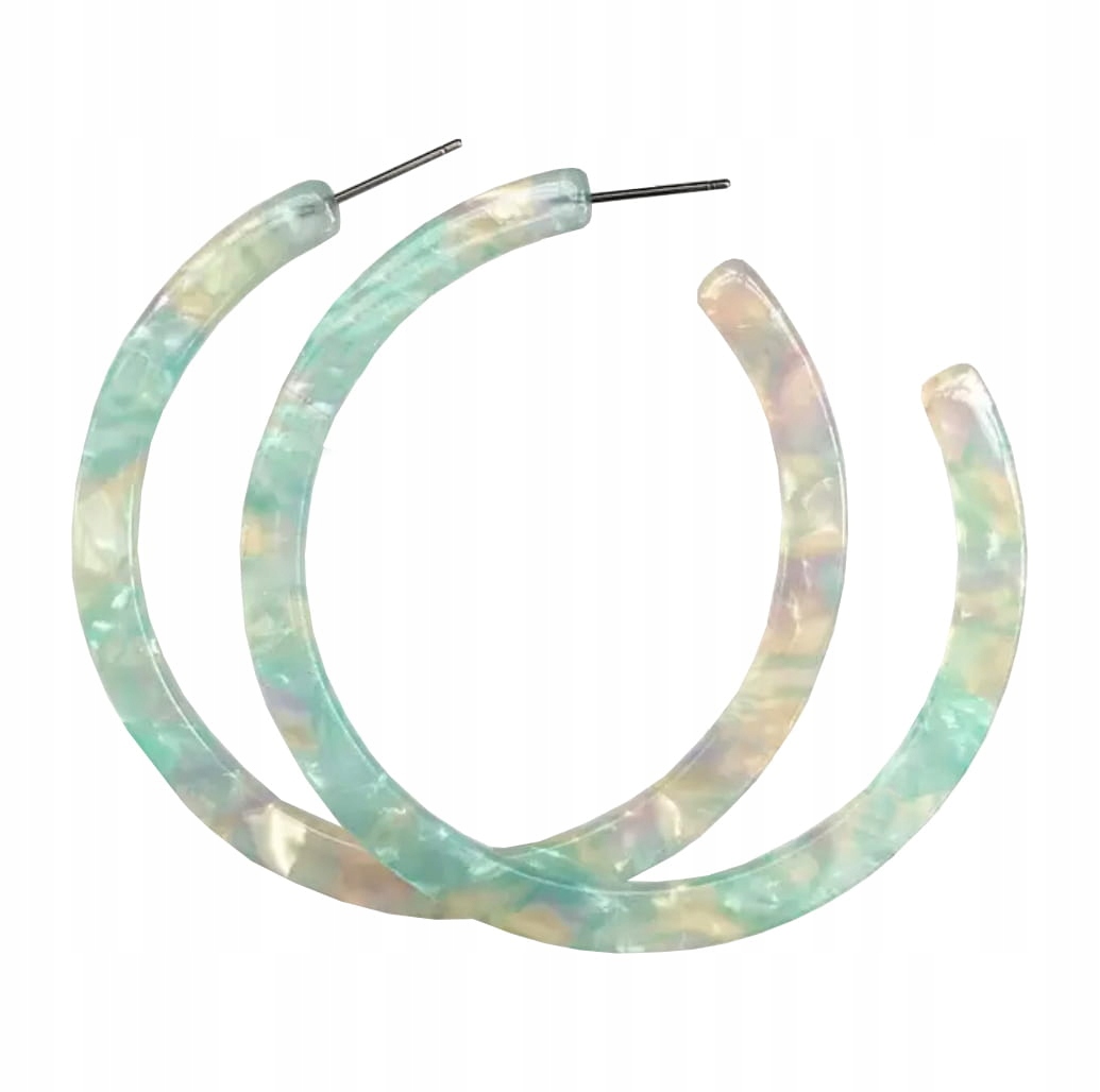 

Kolczyki duże koła akryl miętowe marmurkowe sztyft