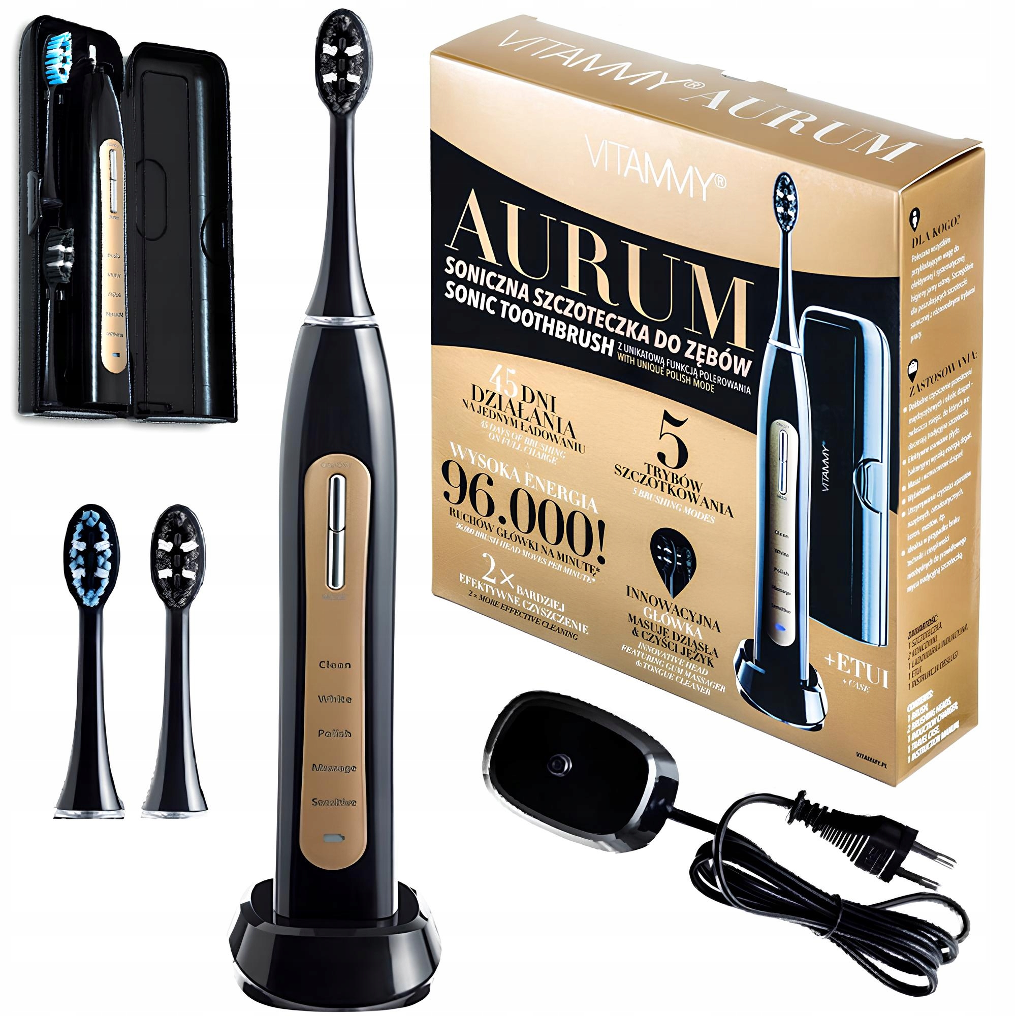 Szczoteczka soniczna do zębów Funkcja Polerowania 96 000 drgań na minutę