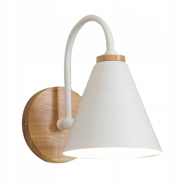 Nástěnné Svítidlo Bílé Lesní kov Dřevo Nástěnná lampa Skandinávský styl Bílá