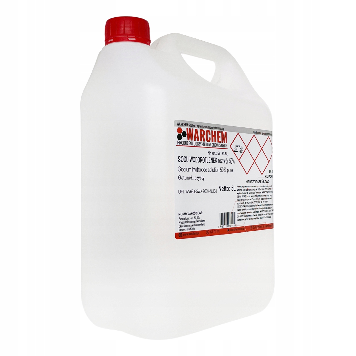 Wodorotlenek Sodu roztwór 50% czysty 5L