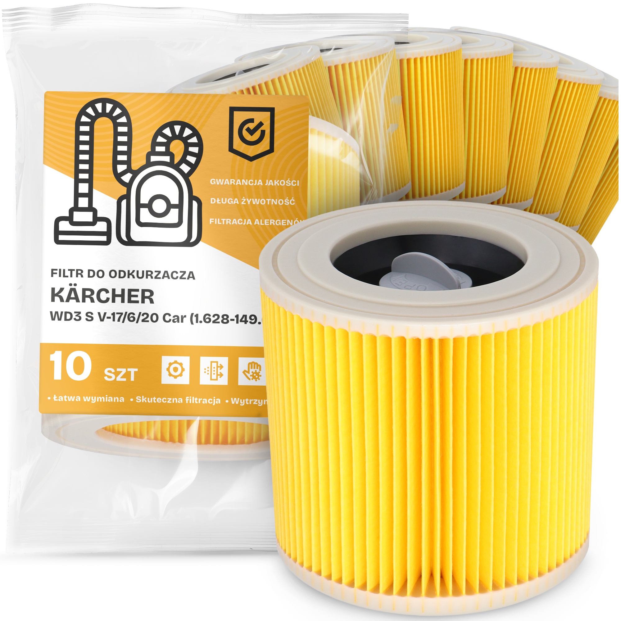10x Filtr Pro Vysavač Kärcher WD3 S V-17/6/20 Car (1.628-149.0) Em-w