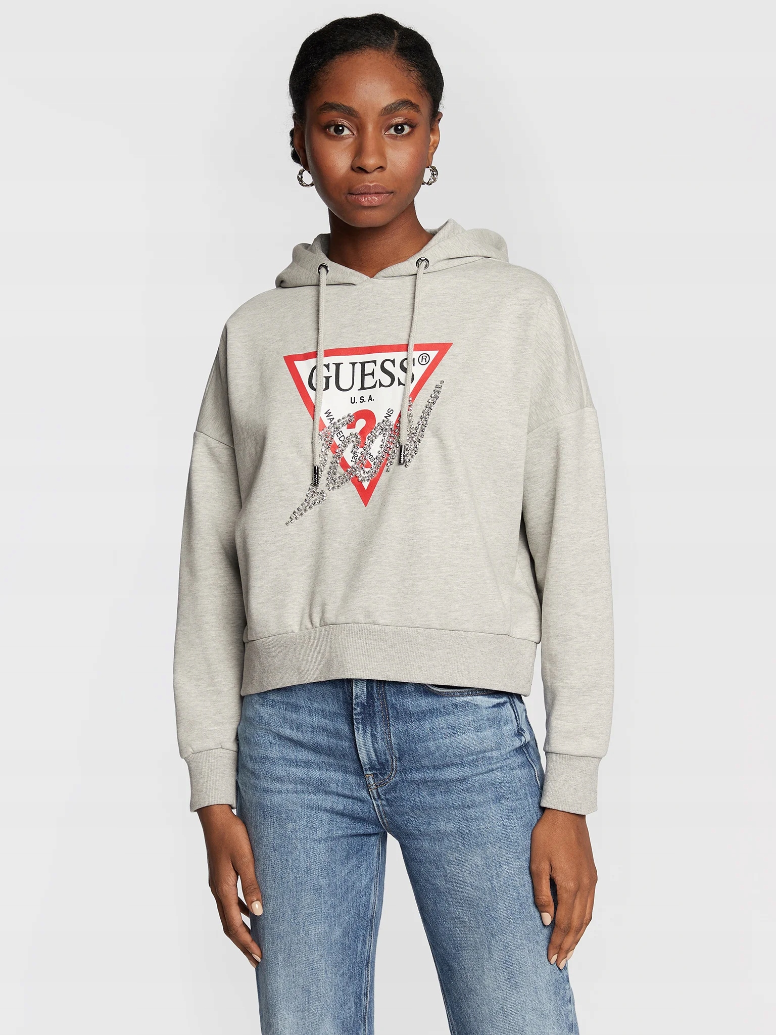 Guess Mikina Icon W2BQ17 KB683 Šedá Regular Fit L