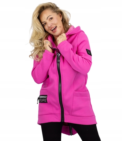 Stylová dlouhá mikina a'la kabátek na jaro s kapucí na zip XL