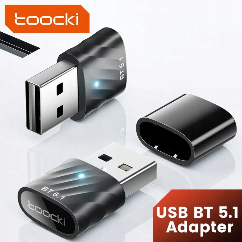 Nadajnik Bluetooth 5.1 - Transmiter USB Adapter BT do Komputera PC - Toocki Cechy dodatkowe LED