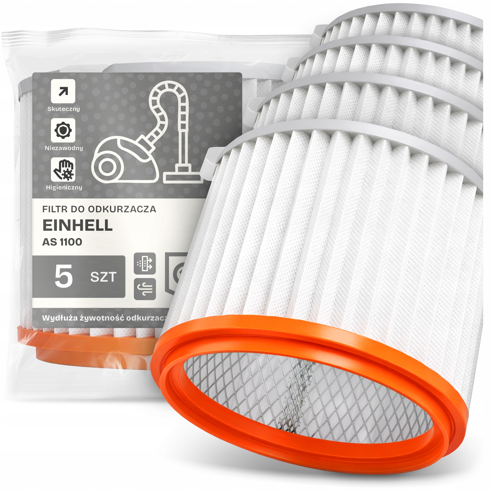 5 x Vzduchový Filtr pro vysavač Einhell As 1100 Omyvatelný Filtr Em-w